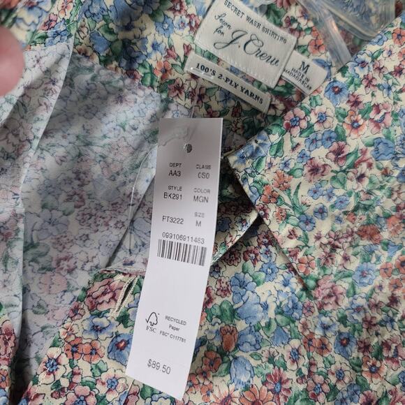 J Crew Red Blue Cream Secret Wash Men's Button Down Shirt Medium NEW - Picture 3 of 3